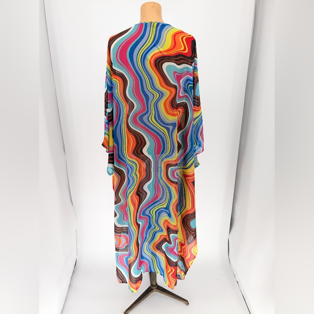 NWT Kaftko x Billy Porter Pride Psychedelic Kaftan Front Tie Size 50 Unisex - Picture 6 of 16